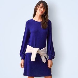 LOU & GREY Signature Soft Midi Sweater Dress | Blue/Purple Knee Length |